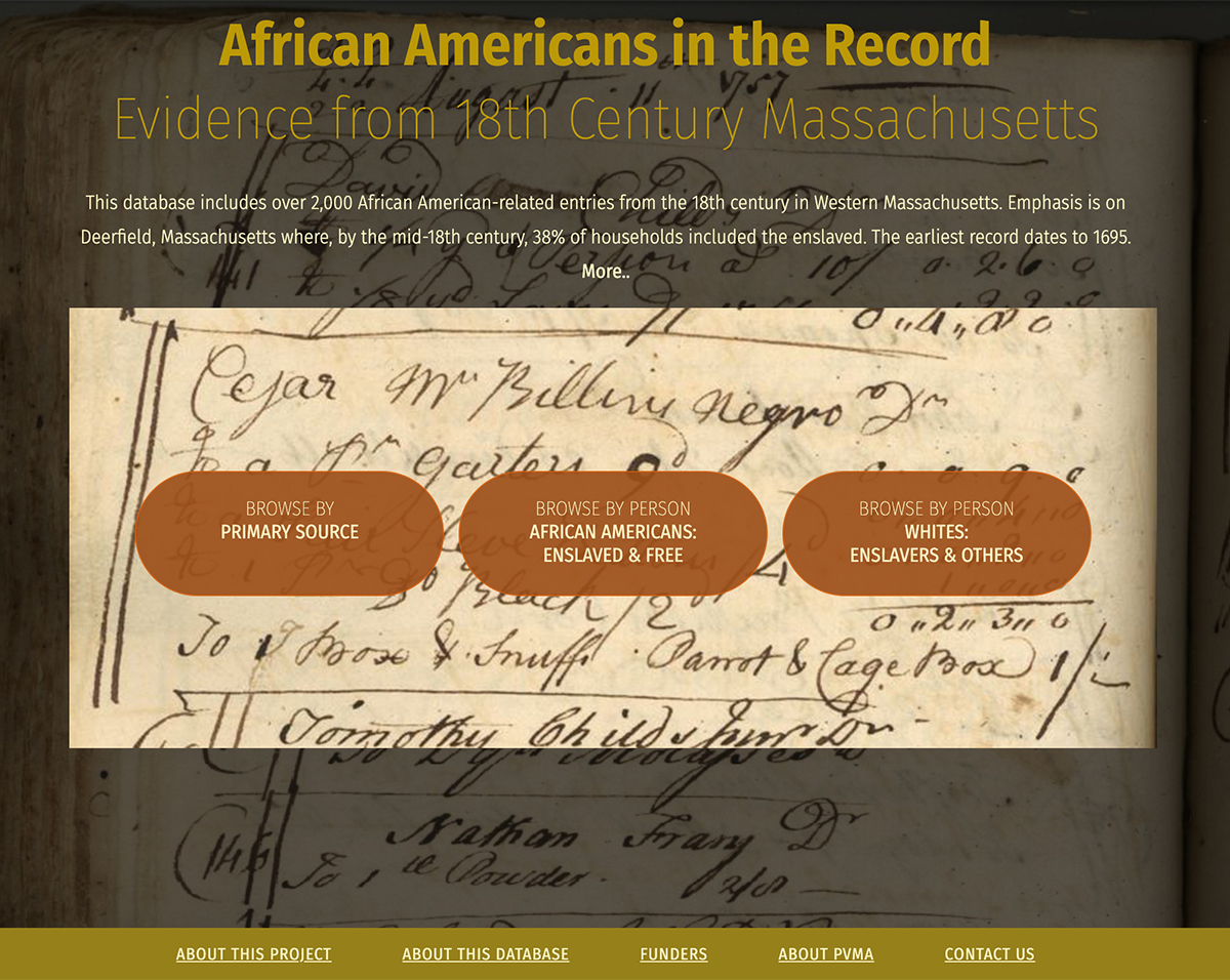 home page of African Americans In the Record